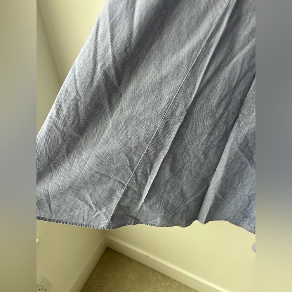 Muji Cool Touch Broadcloth Patterned Flared Skirt blue - Picture 5 of 12